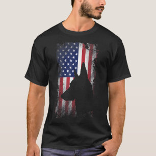 Patriottische Duitse Herdershond Amerikaanse Vlag T-shirt