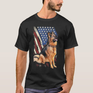 Patriottische Duitse Herdershond Amerikaanse Vlag T-shirt