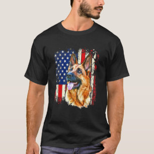 Patriottische Duitse Herdershond Amerikaanse Vlag T-shirt