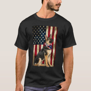 Patriottische Duitse Herdershond Amerikaanse Vlag T-shirt
