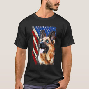 Patriottische Duitse Herdershond Amerikaanse Vlag T-shirt