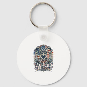 Patriottische Duitse Herdershond Vector Grafische Sleutelhanger