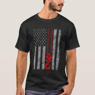 Patriottische dunne rode lijn Amerikaanse kraanmac T-shirt
