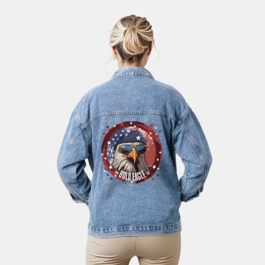 Patriottische Eagle Beret Denim Jas Jacket (Model)