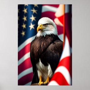 Patriottische Eagle Flag Poster Print