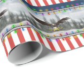Patriottische Eagle Kerstverlichting Wrapping Papi Cadeaupapier (Rol Hoek)