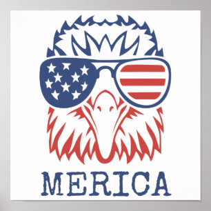 Patriottische Eagle Merica 4 juli Amerikaanse vlag Poster