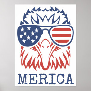 Patriottische Eagle Merica 4 juli Amerikaanse vlag Poster