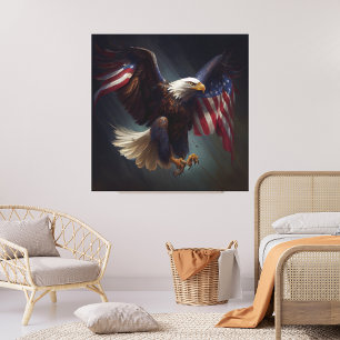 Patriottische Eagle Red White Blue 4 juli Fun Art Canvas Afdruk