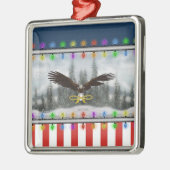 Patriottische Eagle Silver-omlijst Square Ornament (Links)