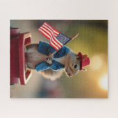 Patriottische eekhoorn legpuzzel (Horizontaal)