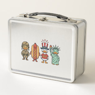 Patriottische Eend en Hotdog Vintage Vector T-shir