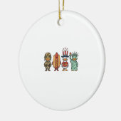Patriottische Eend en Hotdog Vintage Vector T-shir Keramisch Ornament (Links)