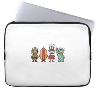 Patriottische Eend en Hotdog Vintage Vector T-shir Laptop Sleeve