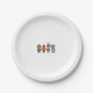 Patriottische Eend en Hotdog Vintage Vector T-shir Papieren Bordje