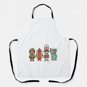 Patriottische Eend en Hotdog Vintage Vector T-shir Schort