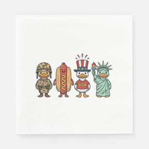 Patriottische Eend en Hotdog Vintage Vector T-shir Servet