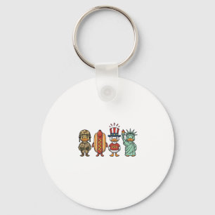 Patriottische Eend en Hotdog Vintage Vector T-shir Sleutelhanger