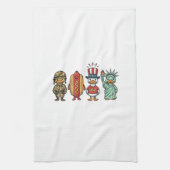 Patriottische Eend en Hotdog Vintage Vector T-shir Theedoek (Verticaal)