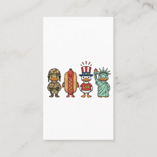Patriottische Eend en Hotdog Vintage Vector T-shir Visitekaartje