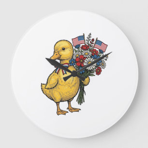 Patriottische Eend Kuif Bloem Boeket Vintage Shirt Grote Klok