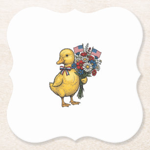 Patriottische Eend Kuif Bloem Boeket Vintage Shirt Kartonnen Onderzetters