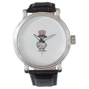 Patriottische Eend Vintage 4 juli T-shirt Ontwerp Horloge