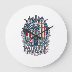 Patriottische Eendenjager Hond Vector Grafische T- Grote Klok