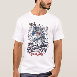 Patriottische Eenhoorn 4 juli Vrijheid Fly Shirt_1 T-shirt