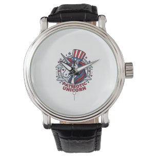 Patriottische Eenhoorn Vintage Gravure Grafisch_1 Horloge