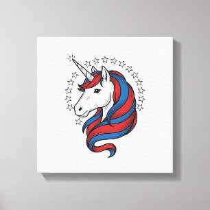 Patriottische Eenhoorn Vintage Gravure Vector Desi Canvas Afdruk