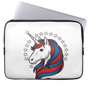 Patriottische Eenhoorn Vintage Gravure Vector Desi Laptop Sleeve