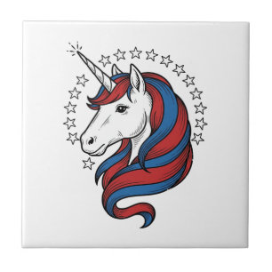Patriottische Eenhoorn Vintage Gravure Vector Desi Tegeltje