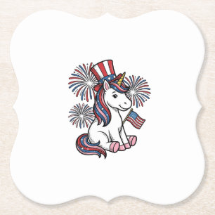 Patriottische Eenhoorn Vuurwerk Shirt Ontwerp_1 Kartonnen Onderzetters