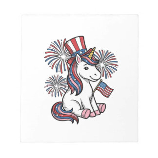Patriottische Eenhoorn Vuurwerk Shirt Ontwerp_1 Notitieblok