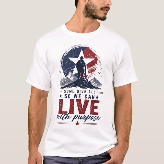 Patriottische eerbetoon grafische T-shirt in Ameri (Voorkant)