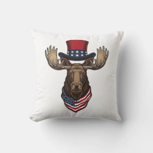 Patriottische Eland Vintage Gravure Vector Ontwerp Kussen