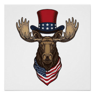 Patriottische Eland Vintage Gravure Vector Ontwerp Perfect Poster