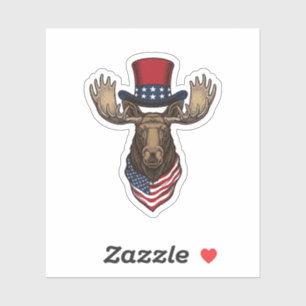 Patriottische Eland Vintage Gravure Vector Ontwerp Sticker