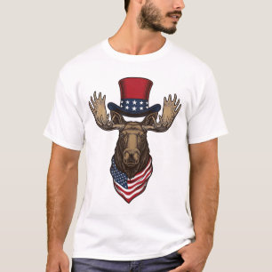 Patriottische Eland Vintage Gravure Vector Ontwerp T-shirt