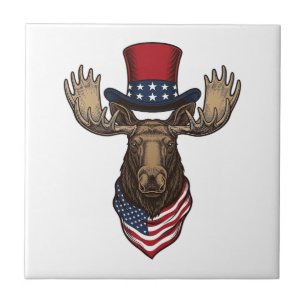 Patriottische Eland Vintage Gravure Vector Ontwerp Tegeltje