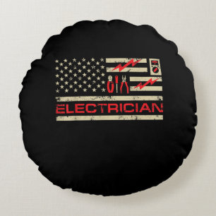 Patriottische elektriciens Amerikaanse vlagkerstak Rond Kussen