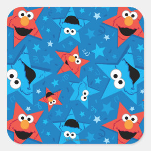 Patriottische Elmo en Cookie Monster Patroon Vierkante Sticker