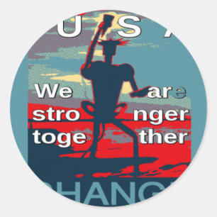 Patriottische empowering USA Verandering, samen st Ronde Sticker