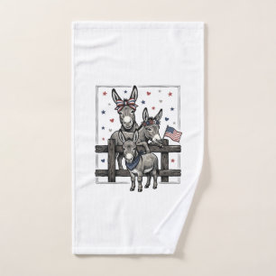 Patriottische Ezel Vintage 4 juli T-shirt Ontwerp Handdoek