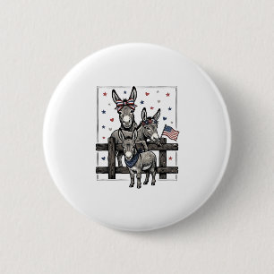 Patriottische Ezel Vintage 4 juli T-shirt Ontwerp Ronde Button 5,7 Cm