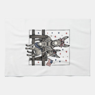 Patriottische Ezel Vintage 4 juli T-shirt Ontwerp Theedoek