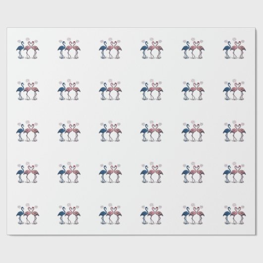Patriottische Flamingo Trio Vintage Gravure Design Cadeaupapier (Vlak)