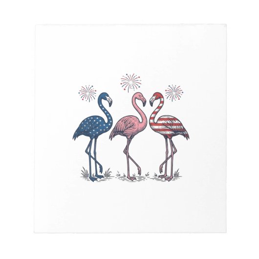 Patriottische Flamingo Trio Vintage Gravure Design Notitieblok (Voorkant)