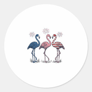 Patriottische Flamingo Trio Vintage Gravure Design Ronde Sticker